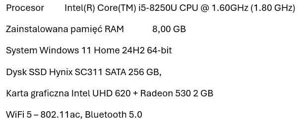 Dell Inspiron 5370 i5-8250U/8GB/256/Win11 R530 FHD