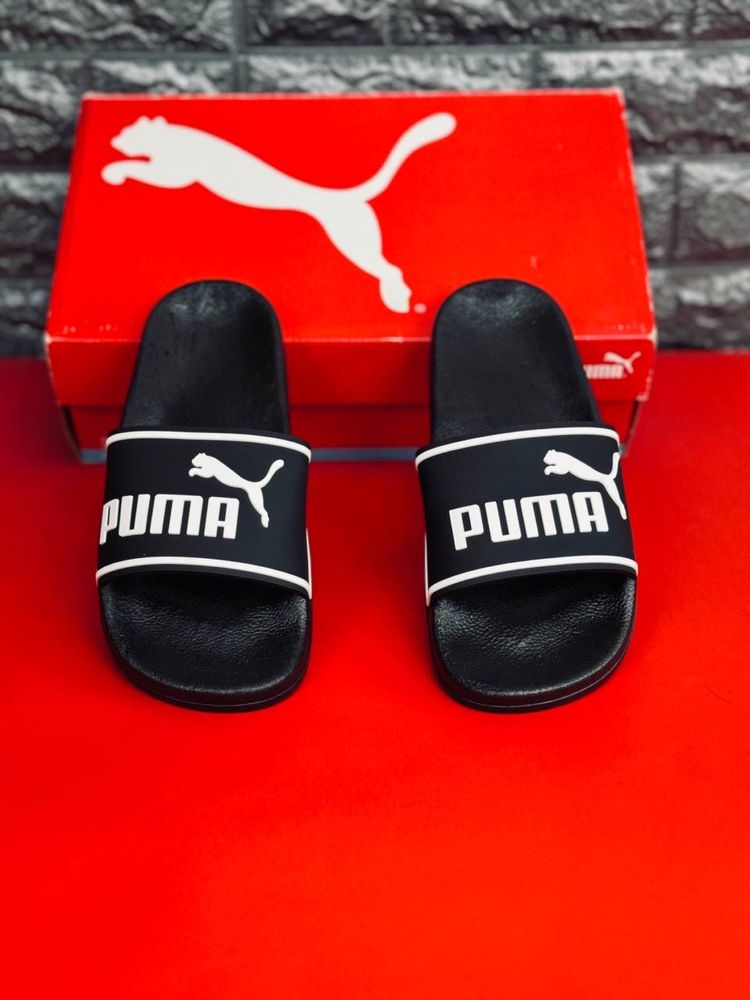 Мужские шлепанцы Puma Пляжные черные шлепки сланцы Пума Топ!