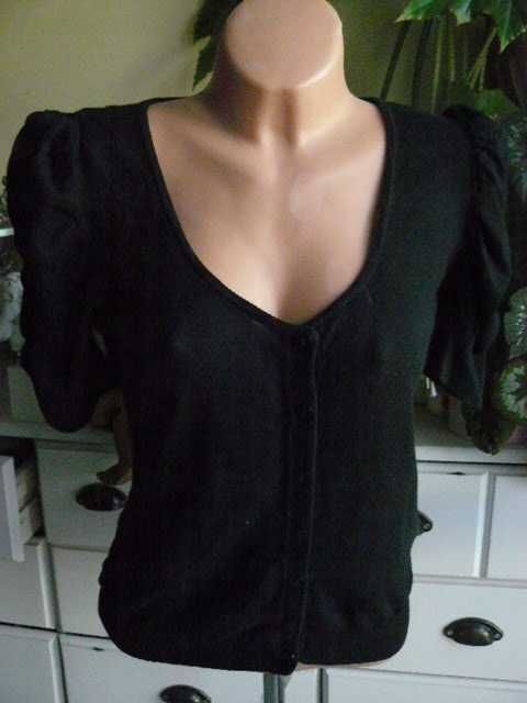 INFLUENCE sweter rozpinany bluzka czarna bufki hit