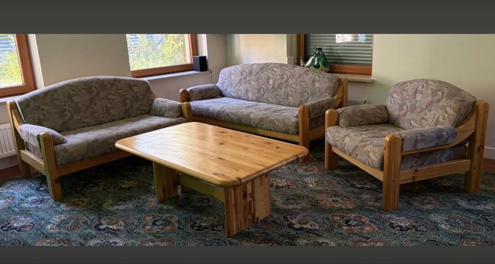 Komplet mebli wypoczynek drewno