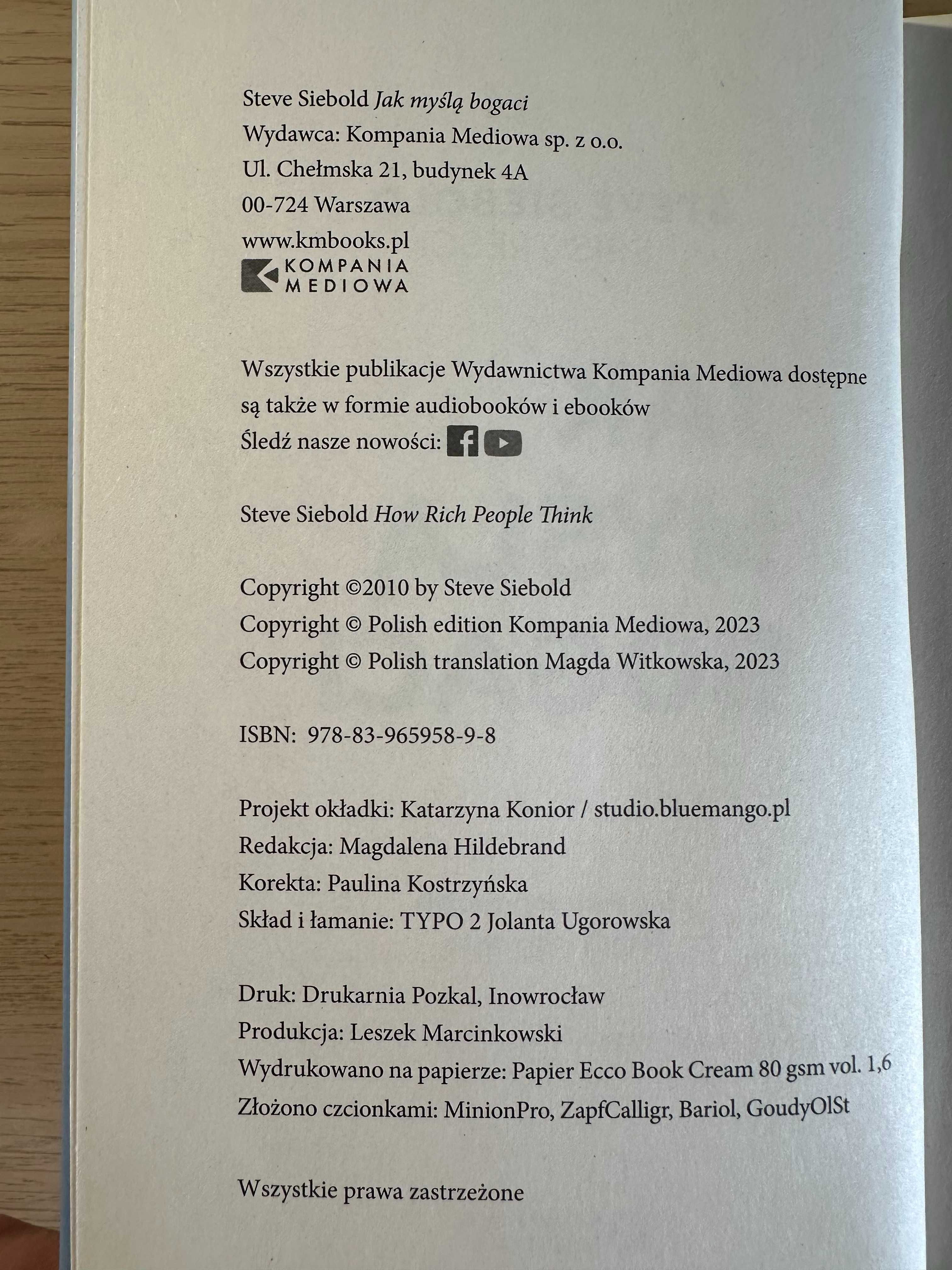 "Jak myślą bogaci" Steve Siebold