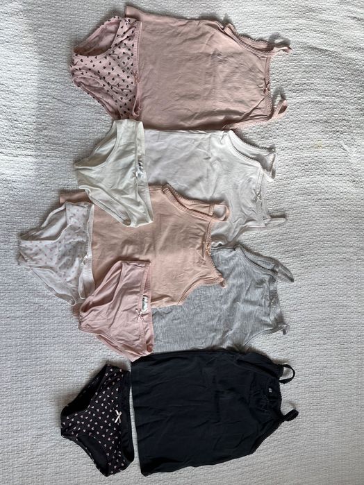 Zestaw bielizny dla dziewczynki, r 92, koszulki, body, piżama, 19 szt