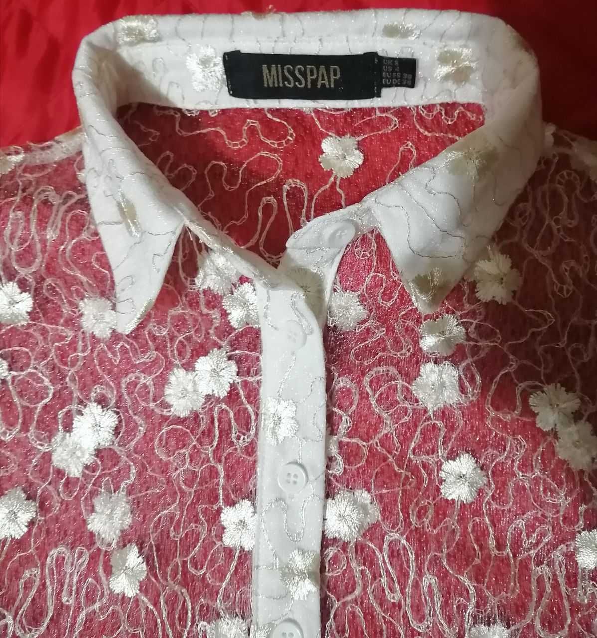 Блуза Misspap нарядная винтажная прозрачная цветы рубашка святкова XS