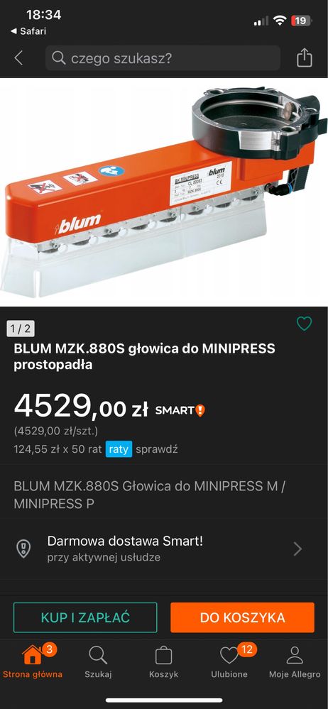 Blum MZK 880 s głowica prostopadła nowa minipress