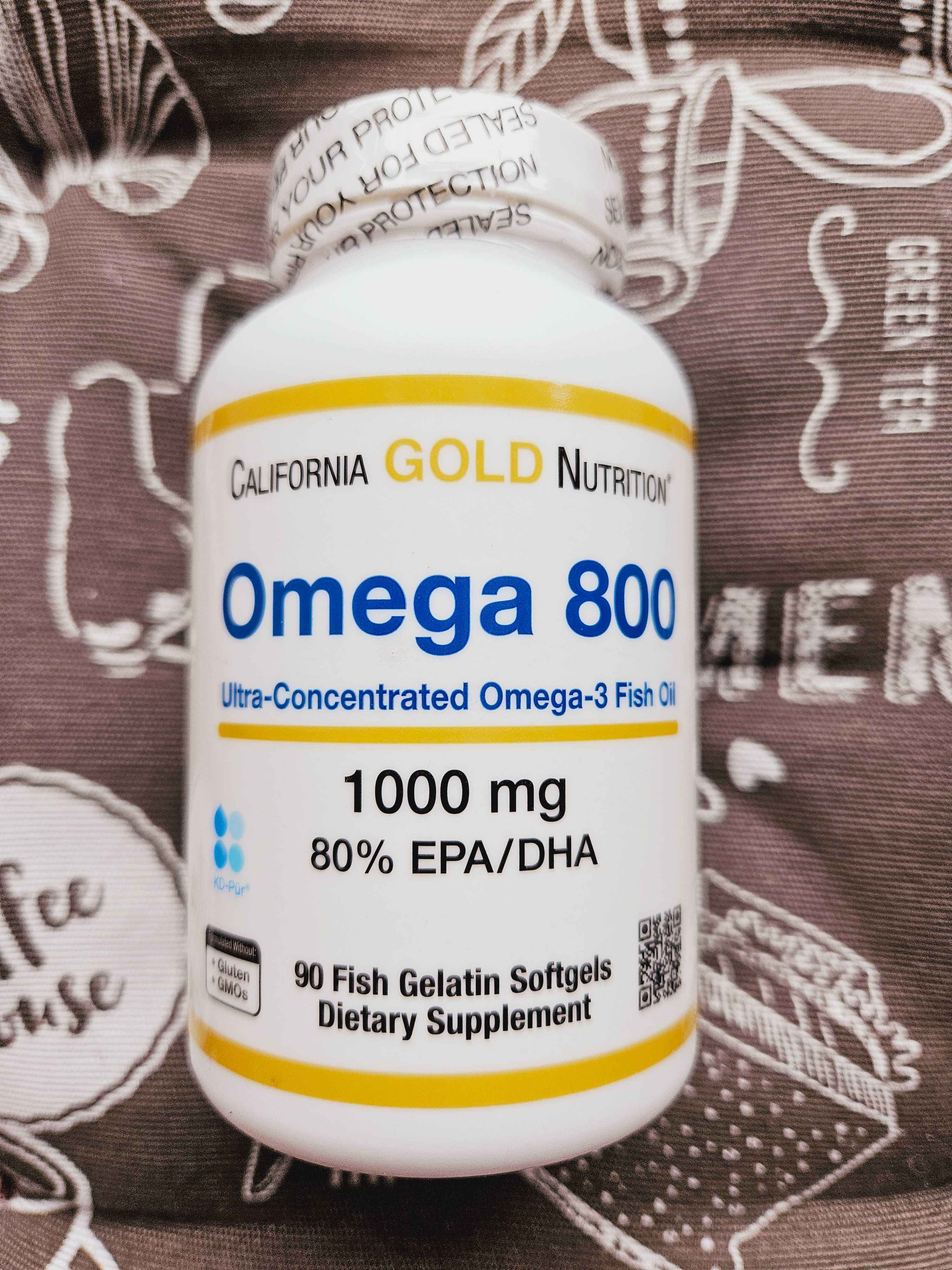 Омега 800 рыбий жир, California Gold, 80% EPA/DHA 1000 мг 30 90 шт