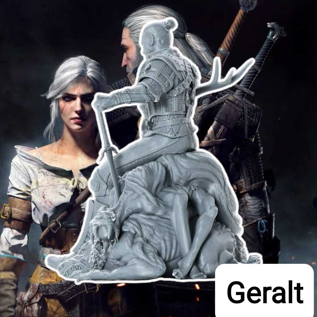 Model, figurka Geralt duża na podstawce. Wiedźmin