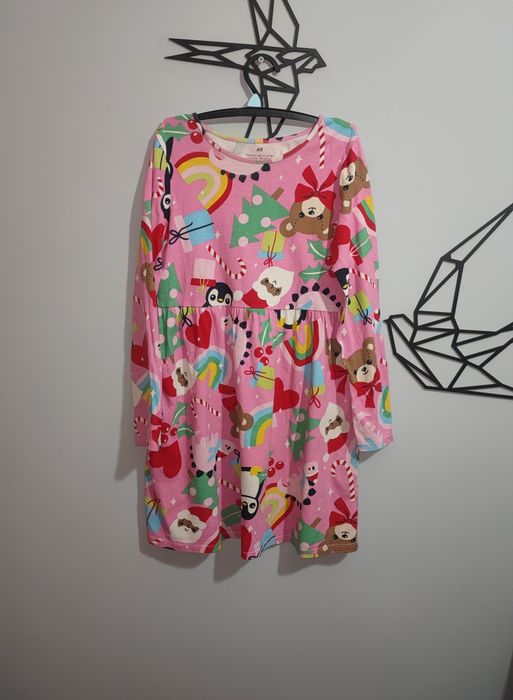 Bawełniana świąteczna sukienka H&M 134/140