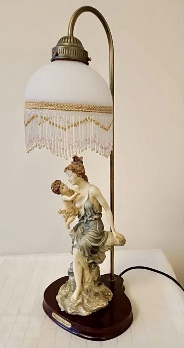 *MATKA Art Nouveau Elegancka Rzeźba Figurka Lampa Szklana Dama Vintage