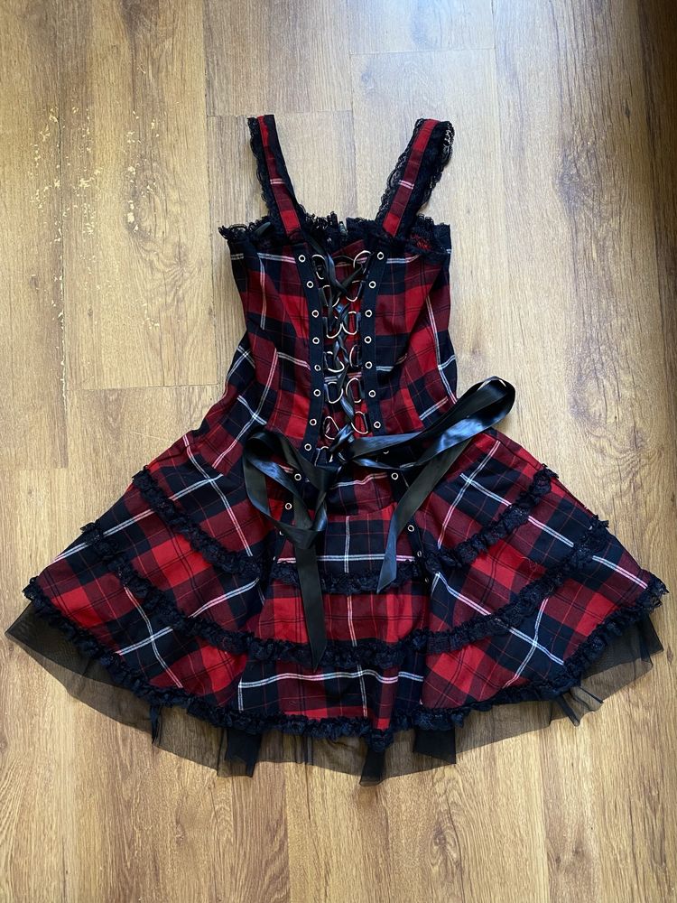 Hell bunny tartan корсетна сукня готична аніме