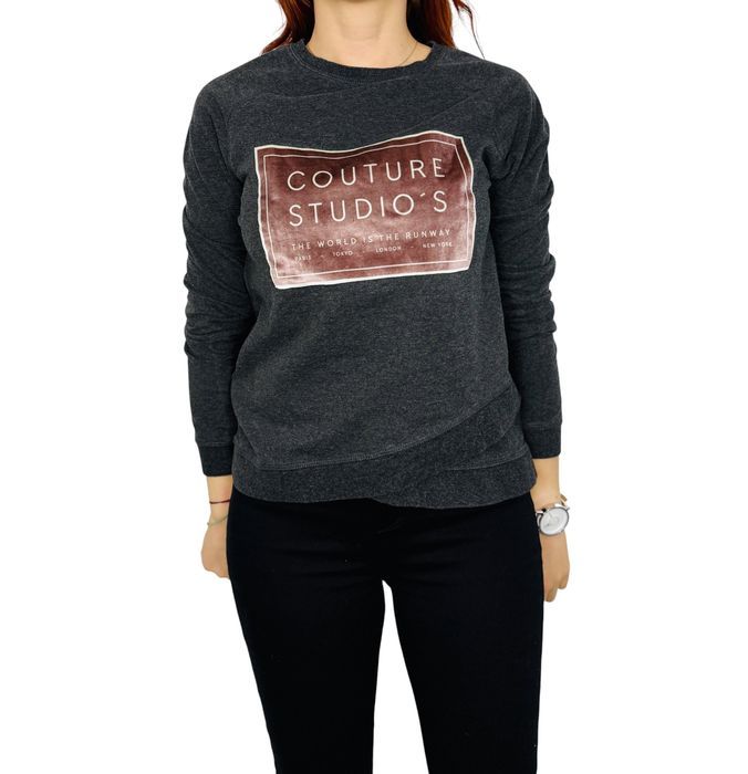 Ciemnoszara bluza z różowym panelem XS 34 Amisu