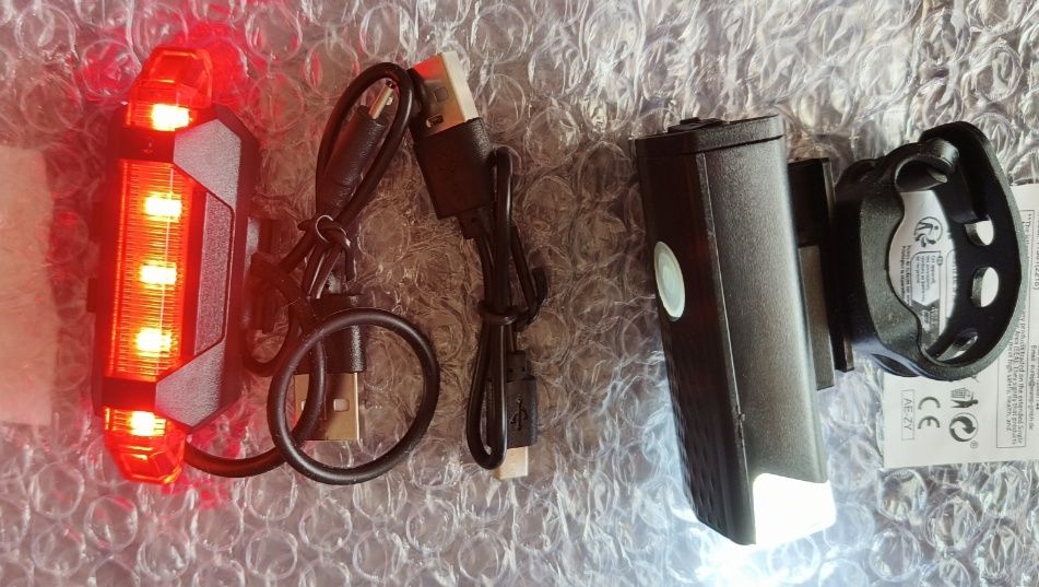 Luzes bicicleta USB recarregável