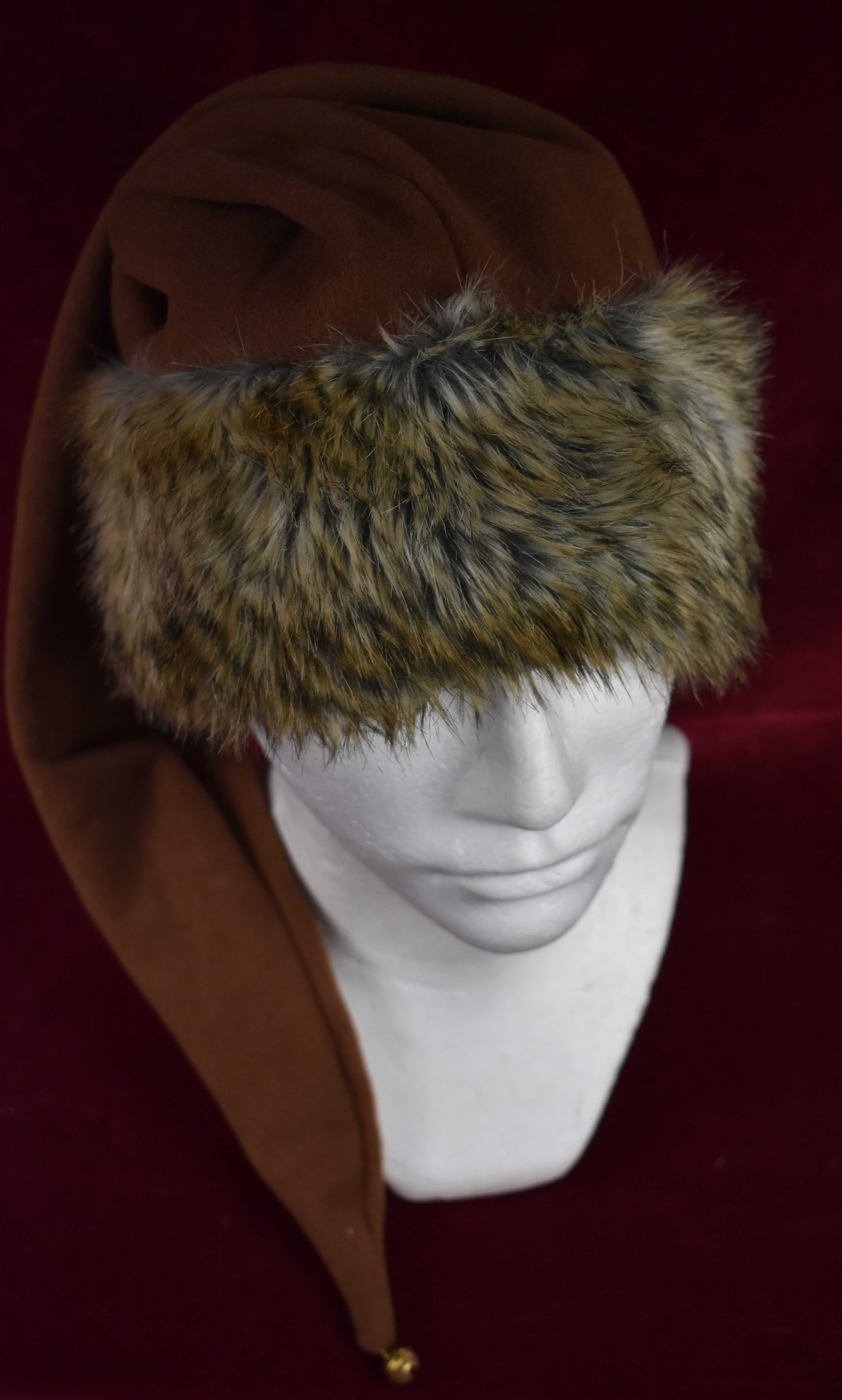 Czapka świąteczna skrzata elfa brąz 45 cm