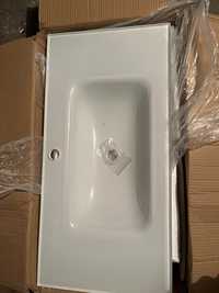 Umywalka łazienkowa biała szklana 80cm