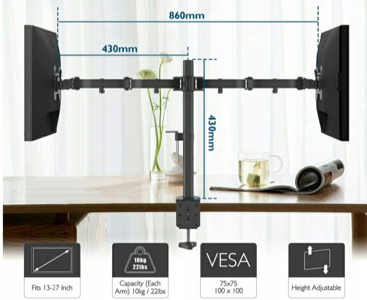 Uchwyt stojak na 2 monitory 17-27"Bontec