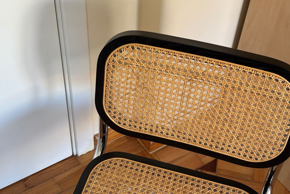 Cadeira de Jantar/Escritorio Preta "TENTO" em rattan da SKLUM