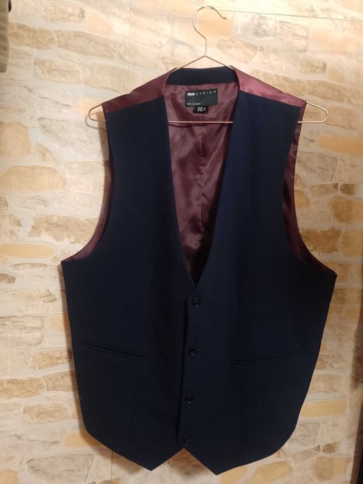 (2XL/EUR 56) ASOS/ Granatowa kamizelka garniturowa z Londynu
