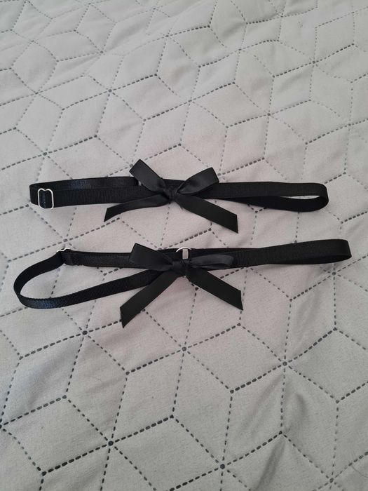 Czarne podwiązki z kokardką zmysłowe paski do pończoch