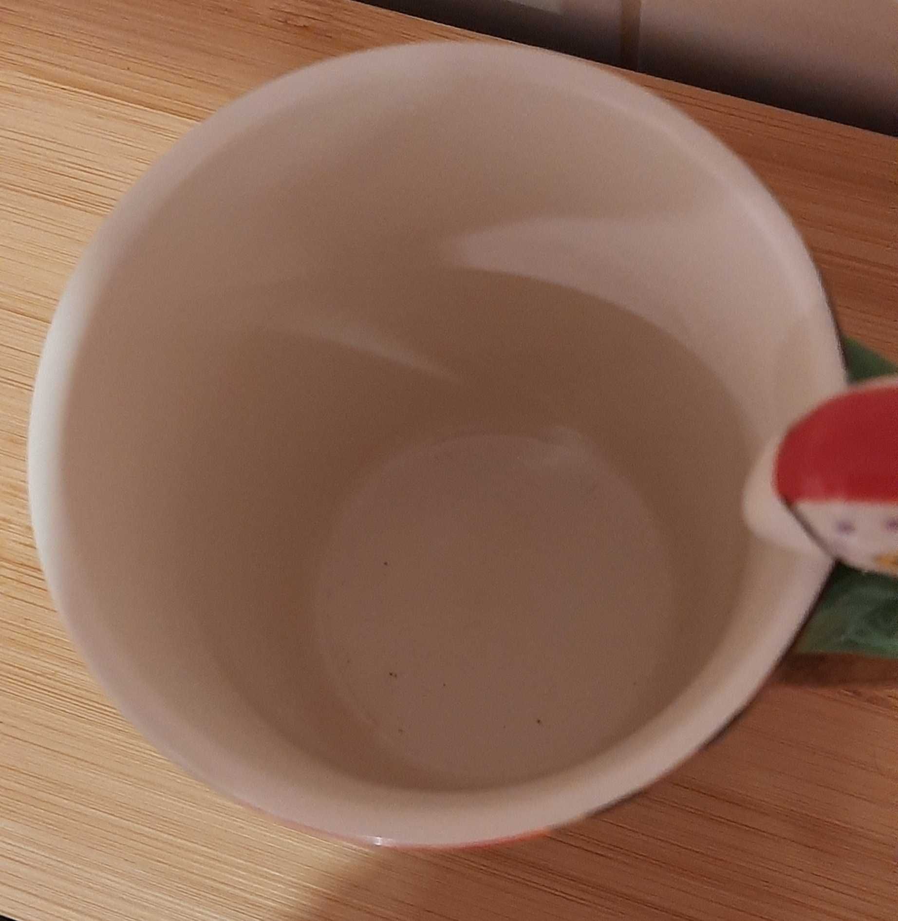 Kubek ceramiczny z uchem z papugą