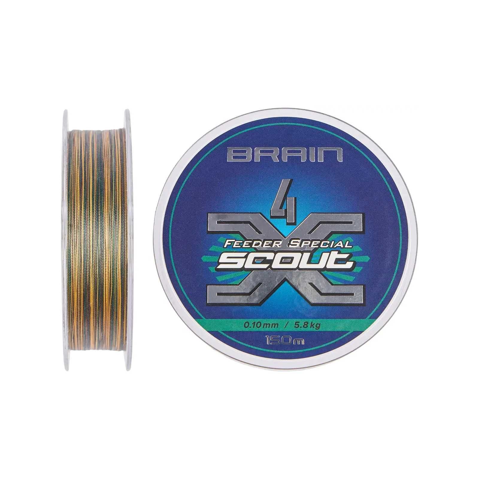 Шнур Brain Scout 4X 150m(camo) и Brain Storm 8X 150m(green,lime,pink)