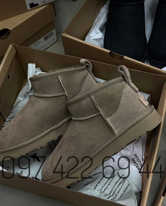 Ugg Classic Ultra Mini Grey Жіночі Ugg Замш/Овчина Уггі Ugg
