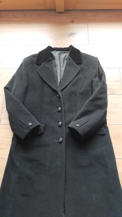 Płaszcz czarny-Okazja , 70%  wełna