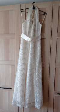 An-Mar długa koronkowa suknia ślub wesele poprawiny r. 36