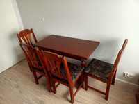 Drewniany rozsuwany podnoszony stół z czterema krzesłami Komplet!