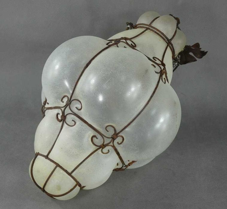 Duża UNIKATOWA Lampa wisząca metal szkło - MURANO żyrandol