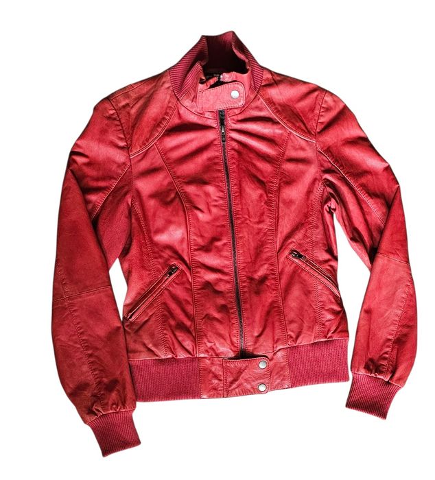 Real Leather Jacket bomber cute rare 2000s y2k lolita cottage grunge