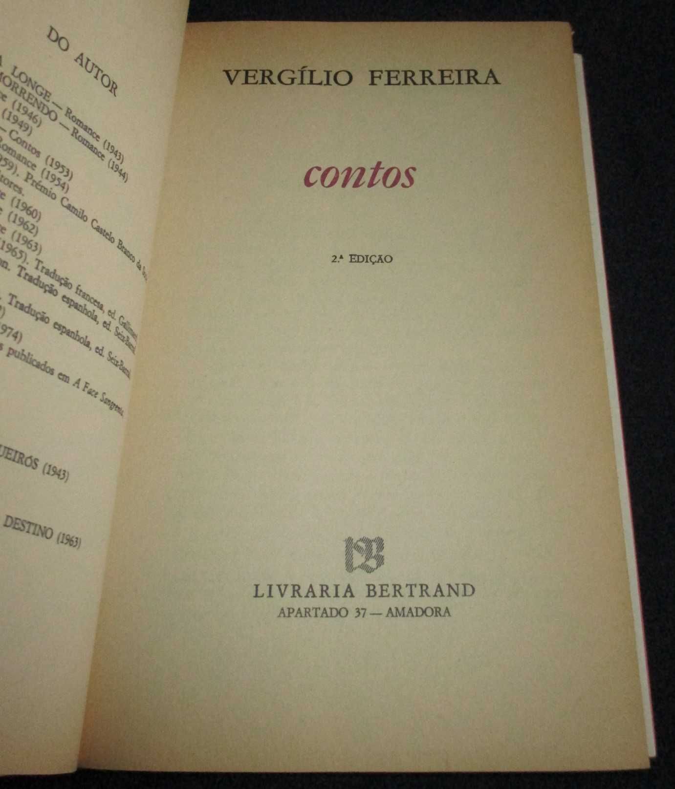 Livro Contos Vergílio Ferreira Bertrand