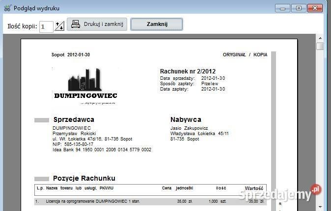 Dumpingowiec Wszystkomający program do faktur VAT ,magazyn. kpir, KSEF