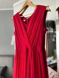 Piękna różowa malinowa sukienka tiulowa rozmiar 40, na imprezę,  MIDI