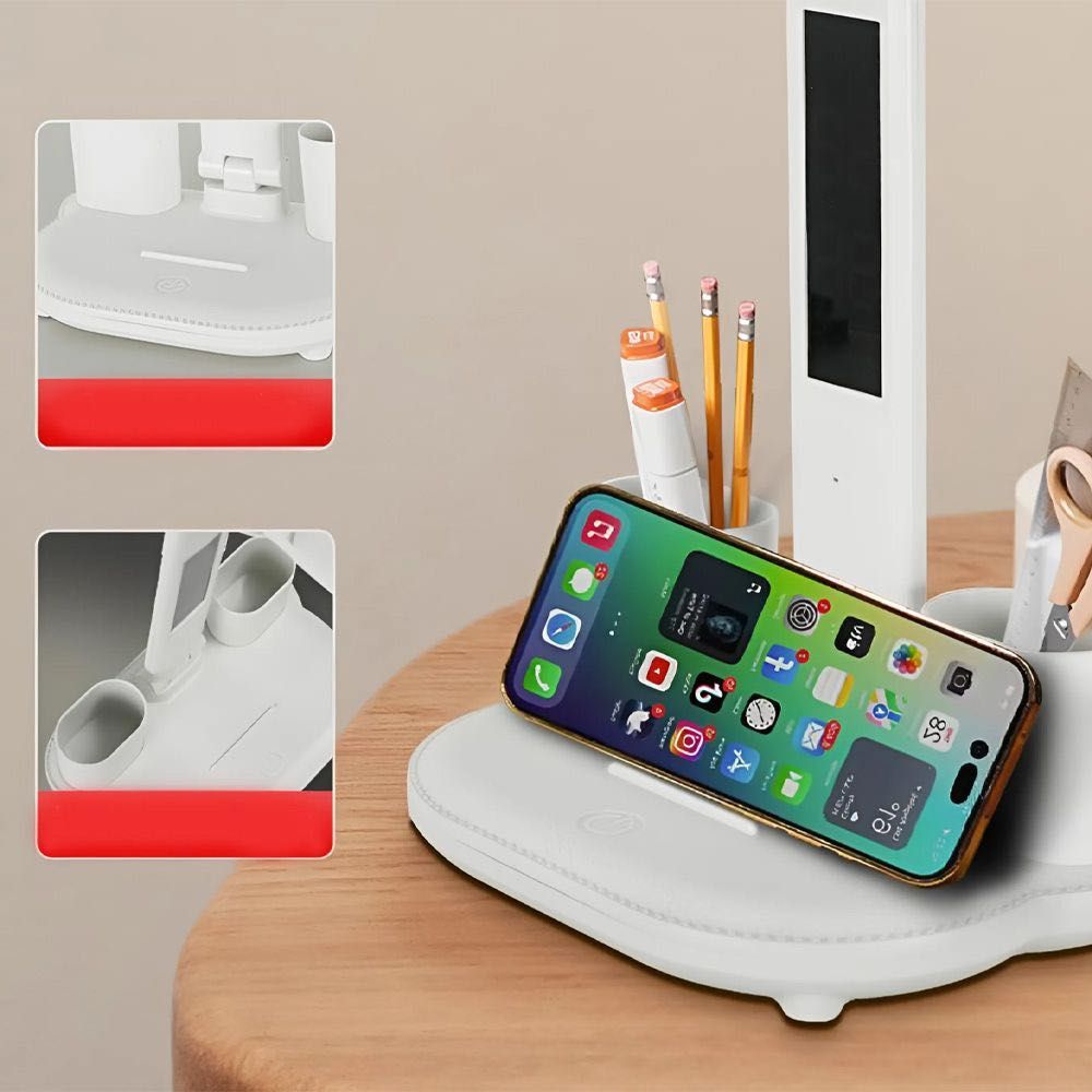 Подвійна настільна лампа з дисплеєм та USB, на акумуляторі