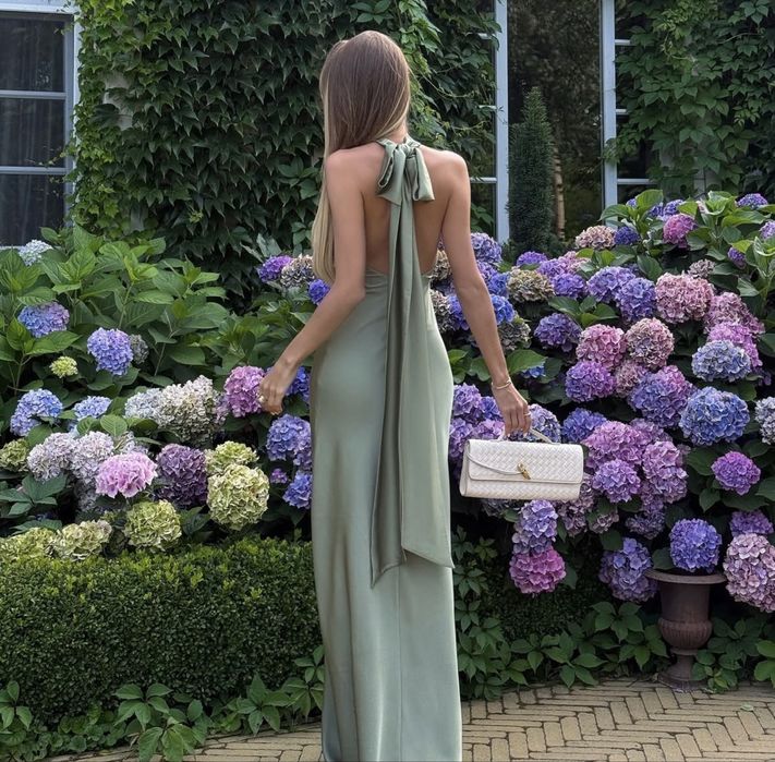 Сукня шовкова оливкового кольору хs