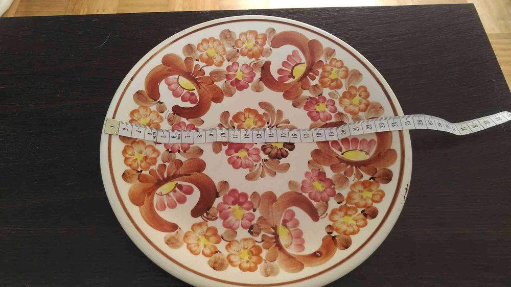 Talerz Włocławek prl ceramika ręcznie malowany fajans kolorowe kwiaty