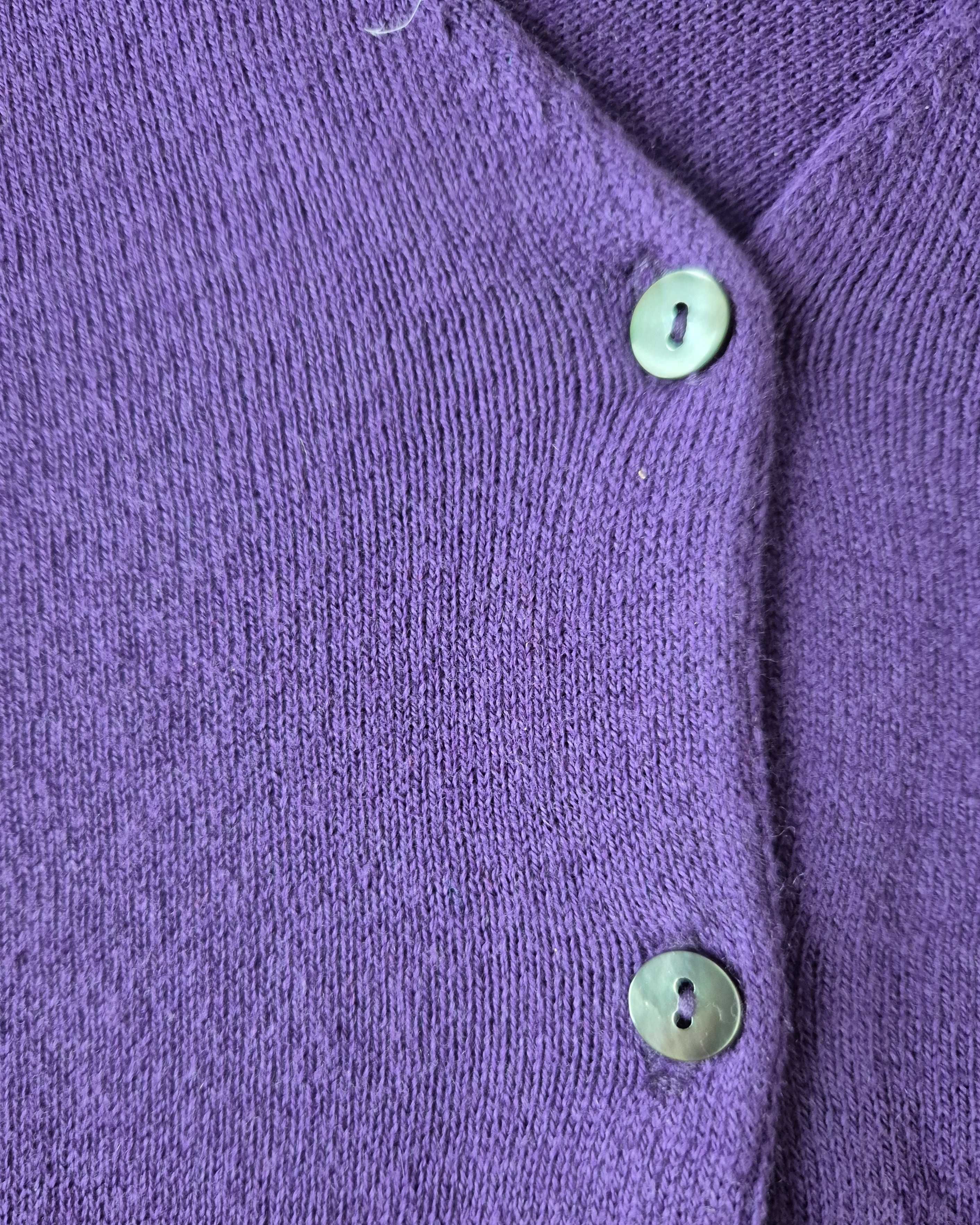 Sweter damski rozpinany fiolet bawełna kaszmir Munrospun