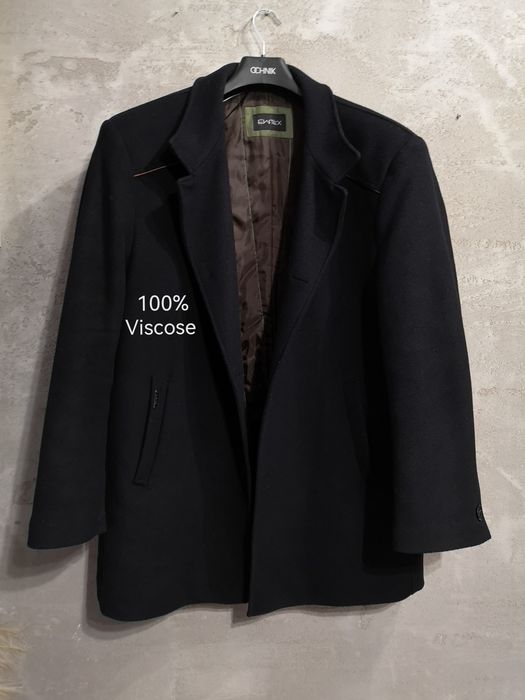 Płaszcz męski Ewtex midi klapki nowoczesny kieszenie elegancki wiskoza