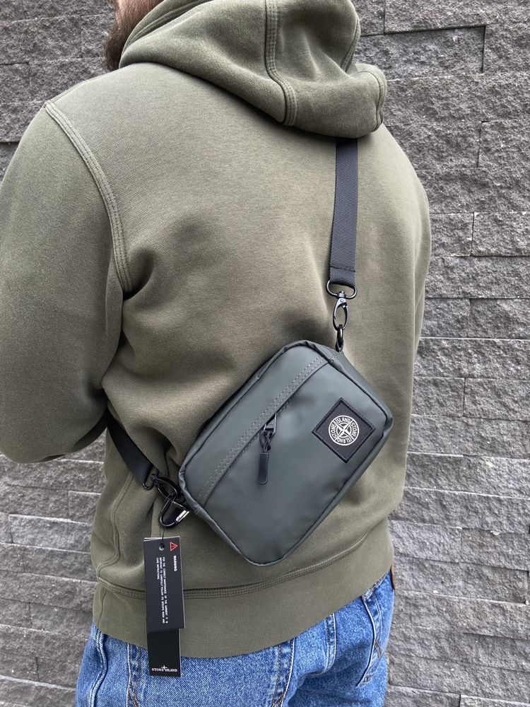 Сумка Stone Island grey месенджер mini +Подарунок брелок