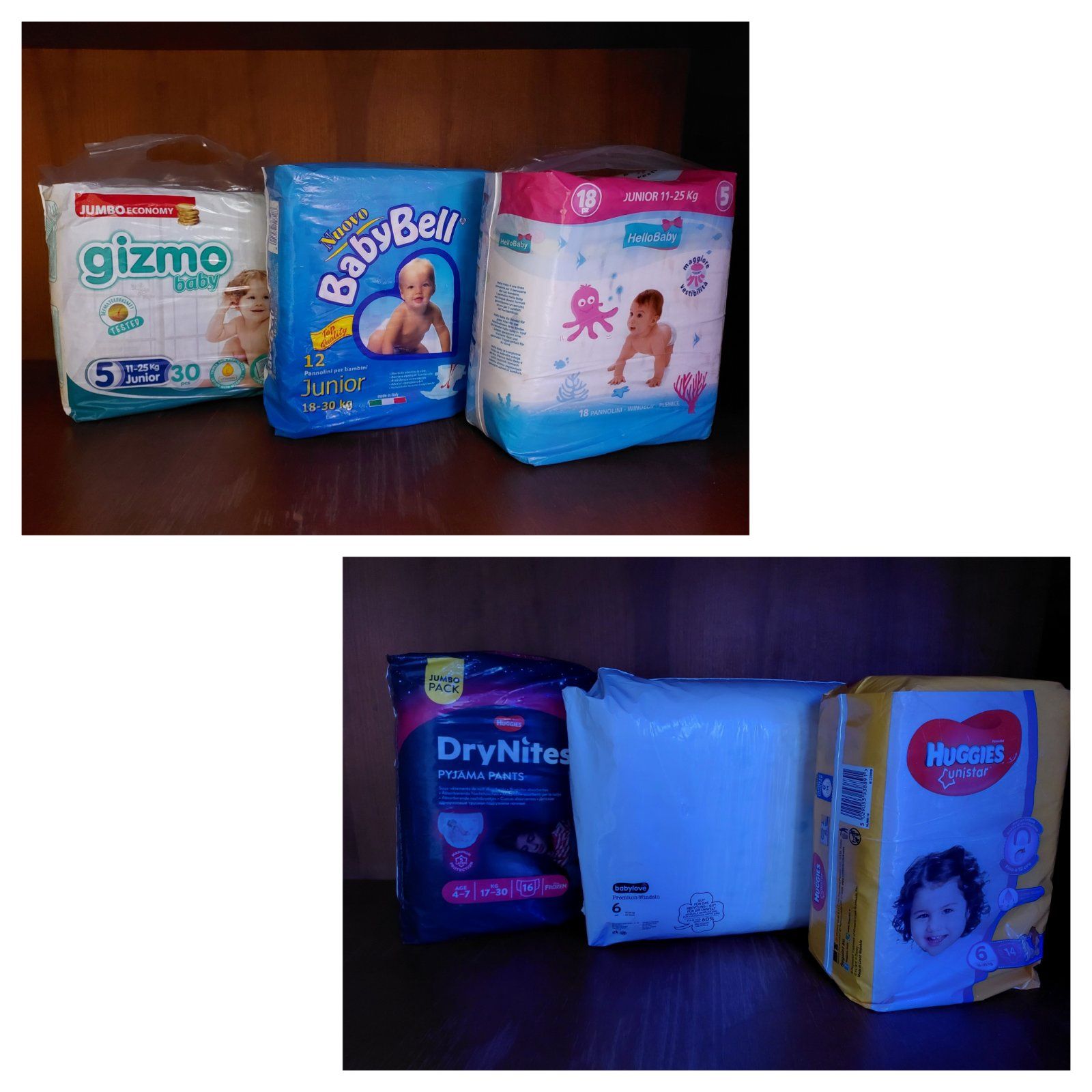 Нові памперси трусики 5/6 розмір : Huggies, BabyBell, Gizmo, HelloBaby