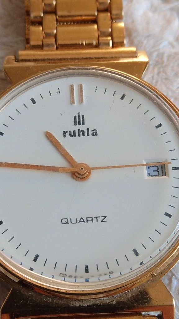 Zegarek ruhla pozłacany z bransoletką śliczny