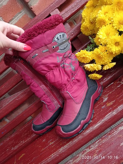 Зимові червоні чобітки для дівчинки 20,3 см по устілці 32 розмір
