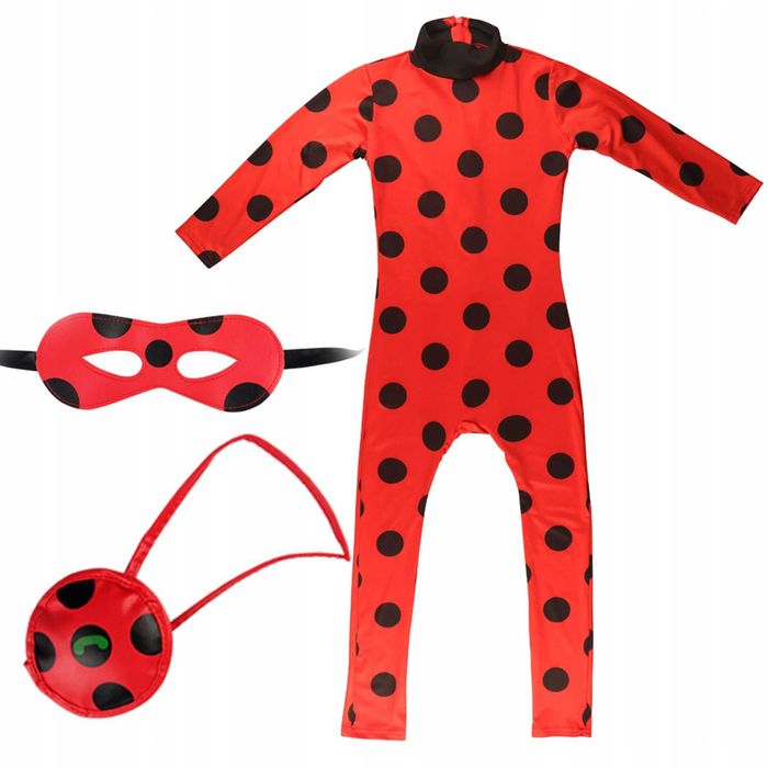 STRÓJ biedronka  przebranie  kostium na bal opaska  TOREBKA 122-128 L