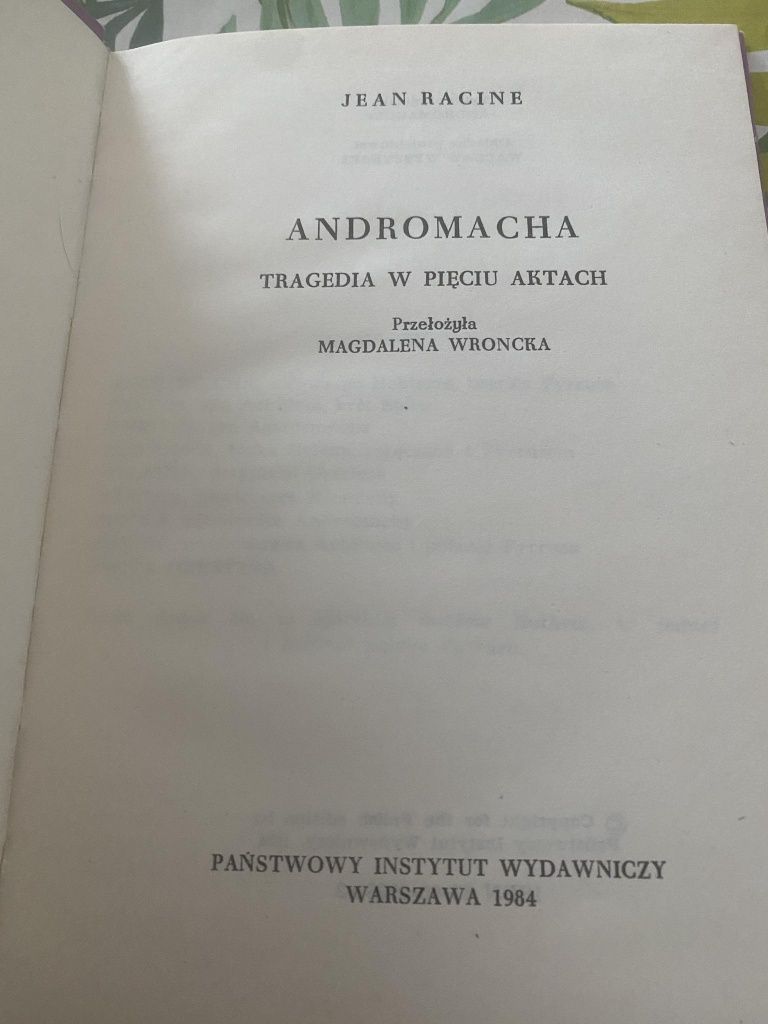 Andromacha Jean Racine tragedia w pięciu aktach