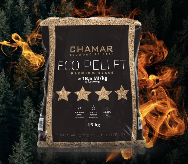 Pellet sosnowy 100% Eco A1 producent CHAMAR PREMIUM DOSTAWA GRATIS