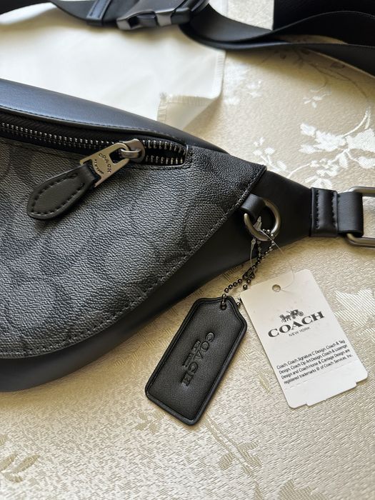 Сумка бананка Coach коуч коач месенжер шкіряний через плече