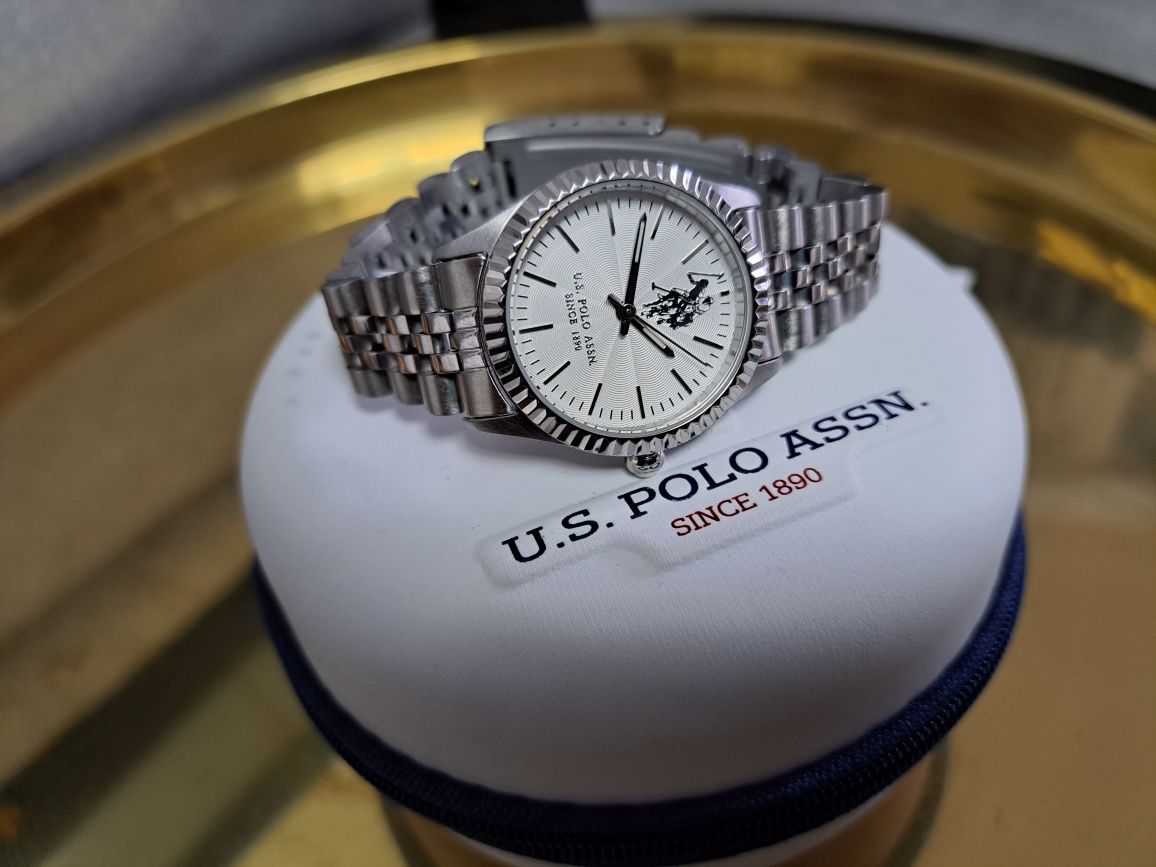Zegarek srebrny  u.s. polo assn pasek damski