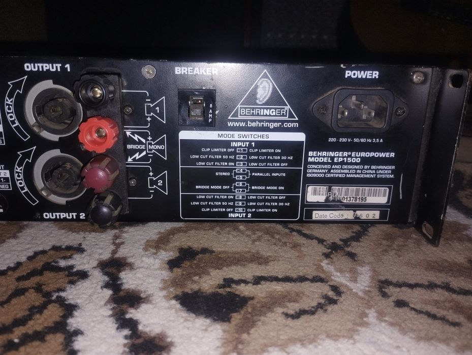 Усилитель Мощности Behringer EP1500 2 * 450W 4 Ohm. 2 * 700W 2 Ohm