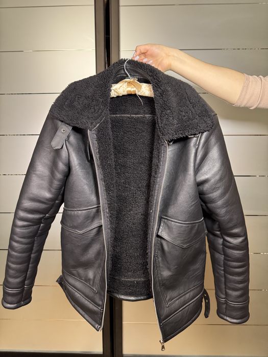 Дуже тепла чорна дублянка Авіатор (Куртка Пілот).