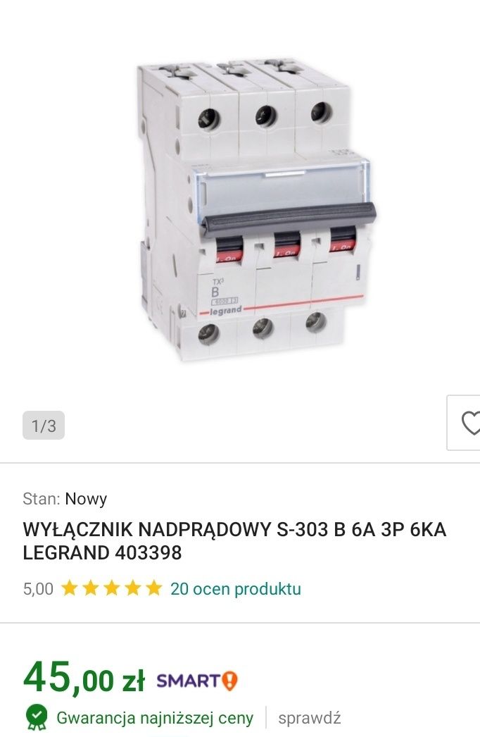 Bezpieczniki Legrand b6 i c6 cena za całość