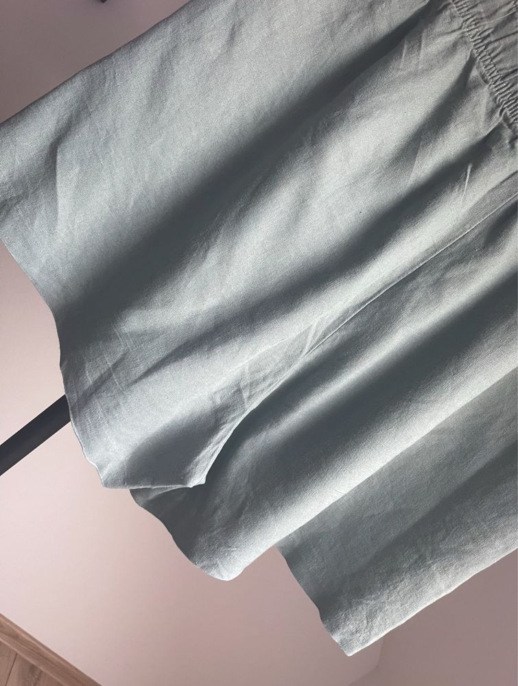Zielone khaki spodenki na gumie len+wiskoza Papaya r.46